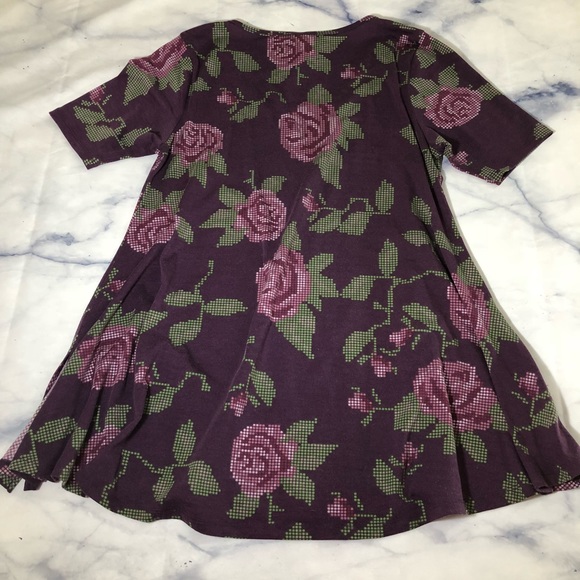 Lularoe Perfect T Purple Floral Short Sleeve Tee - Picture 8 of 8